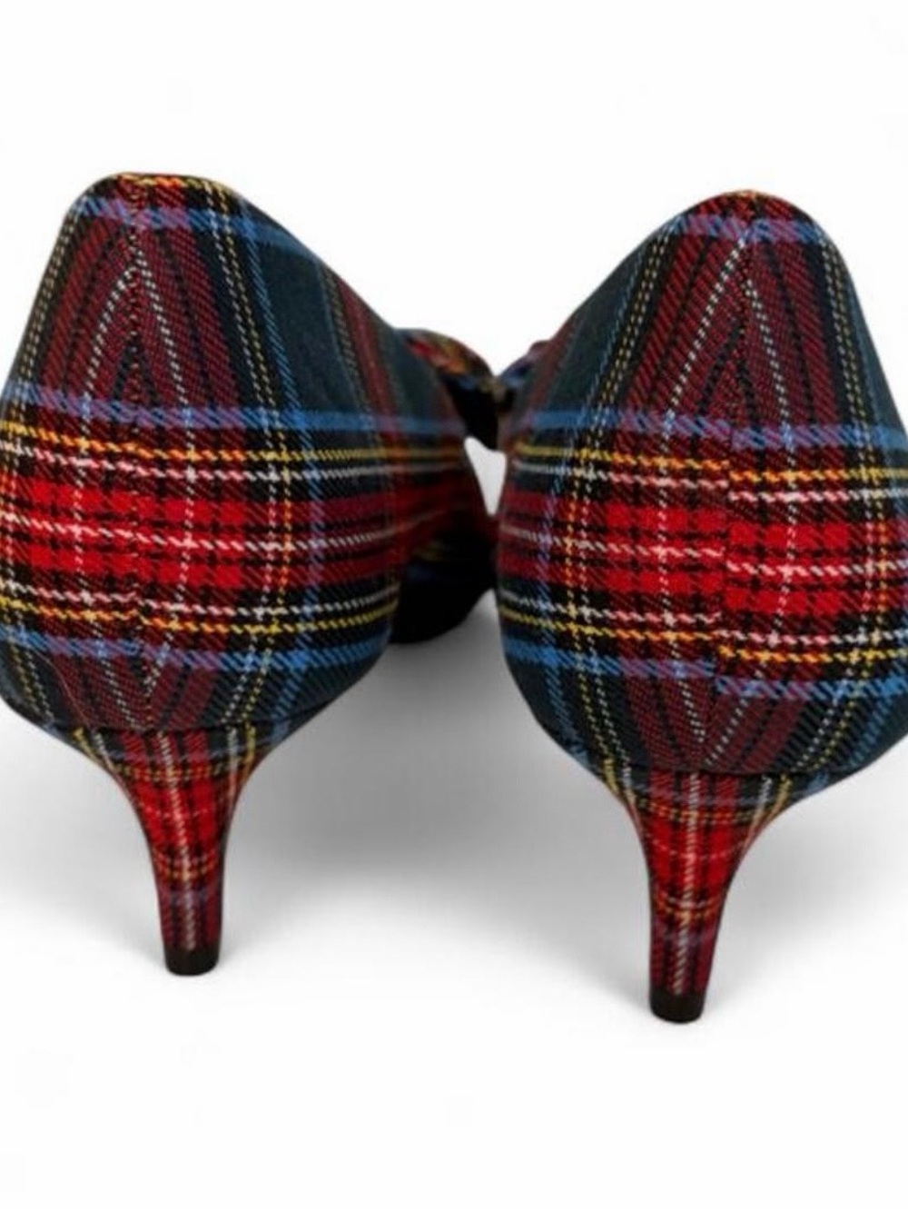 J.Crew Esme Plaid Tartan Bow Kitten Heel | Red | Size 8 - Picture 3 of 5